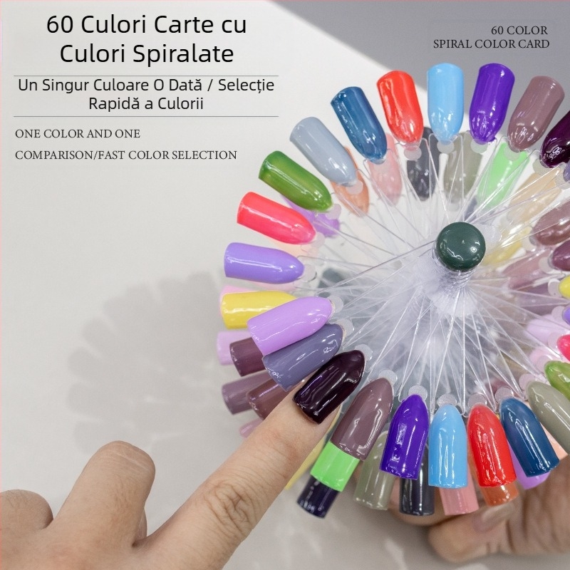 Display pentru carduri de culori pentru manichiură, în formă de ventilator, rotativ, detașabil, pentru plăci de practică