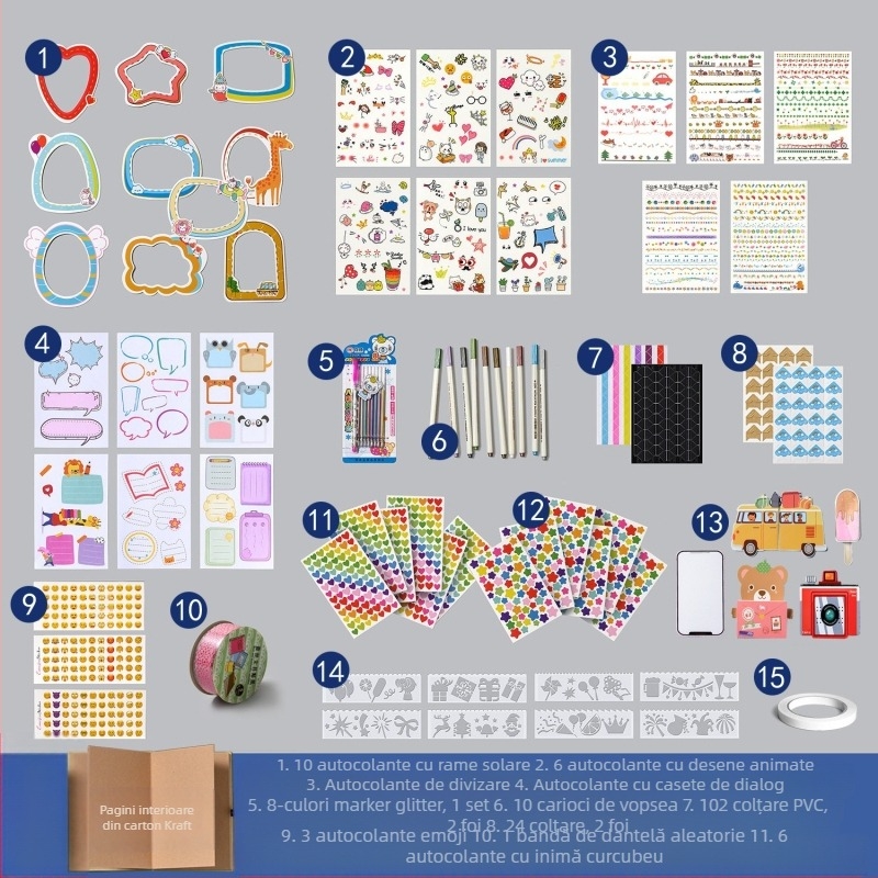 Album foto DIY retro cu copertă goală, pagini lipite manual, stil mini, 34 de pagini