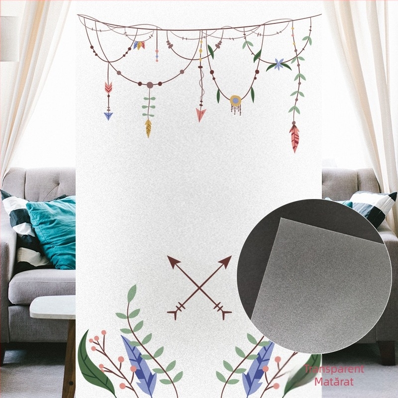 Folie de protecție a intimității ferestrei din sticlă – fără adeziv, montaj electrostatic, design mat semi-transparent, stil modern minimalist; Material PVC • Personalizare disponibilă • Un singur ton • Potrivit pentru baie, living, dormitor, balcon, resta