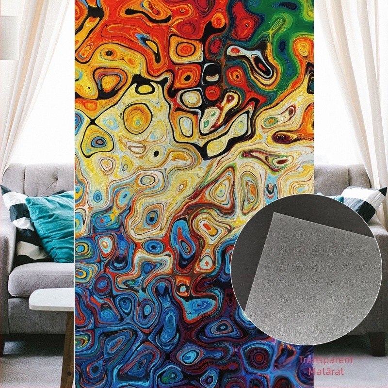 Folie de protecție a intimității ferestrei din sticlă – fără adeziv, montaj electrostatic, design mat semi-transparent, stil modern minimalist; Material PVC • Personalizare disponibilă • Un singur ton • Potrivit pentru baie, living, dormitor, balcon, resta