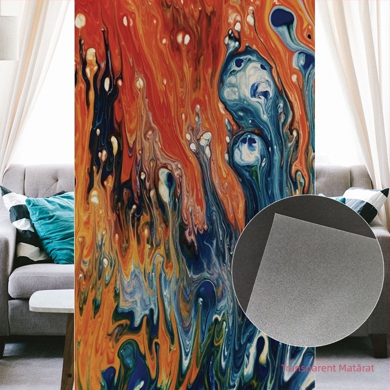 Folie de protecție a intimității ferestrei din sticlă – fără adeziv, montaj electrostatic, design mat semi-transparent, stil modern minimalist; Material PVC • Personalizare disponibilă • Un singur ton • Potrivit pentru baie, living, dormitor, balcon, resta