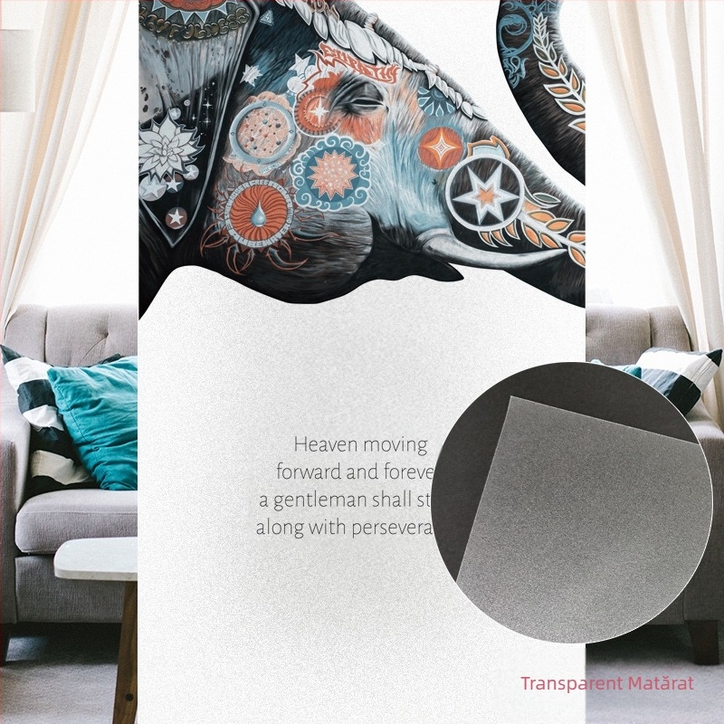 Folie de protecție a intimității ferestrei din sticlă – fără adeziv, montaj electrostatic, design mat semi-transparent, stil modern minimalist; Material PVC • Personalizare disponibilă • Un singur ton • Potrivit pentru baie, living, dormitor, balcon, resta