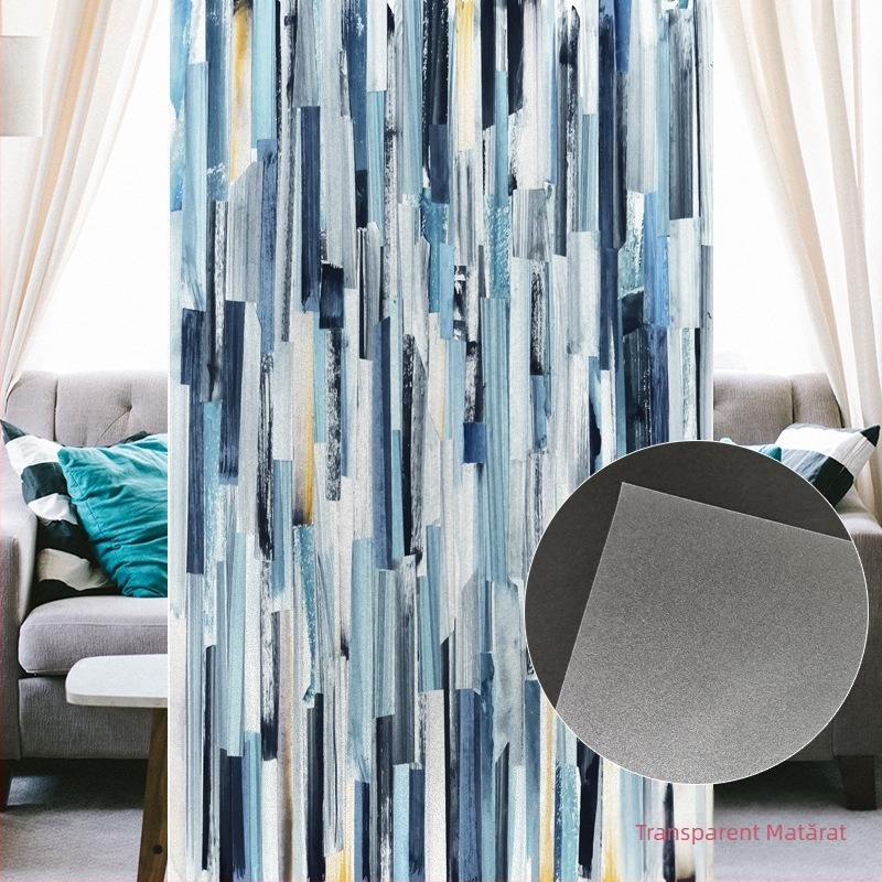Folie de protecție a intimității ferestrei din sticlă – fără adeziv, montaj electrostatic, design mat semi-transparent, stil modern minimalist; Material PVC • Personalizare disponibilă • Un singur ton • Potrivit pentru baie, living, dormitor, balcon, resta