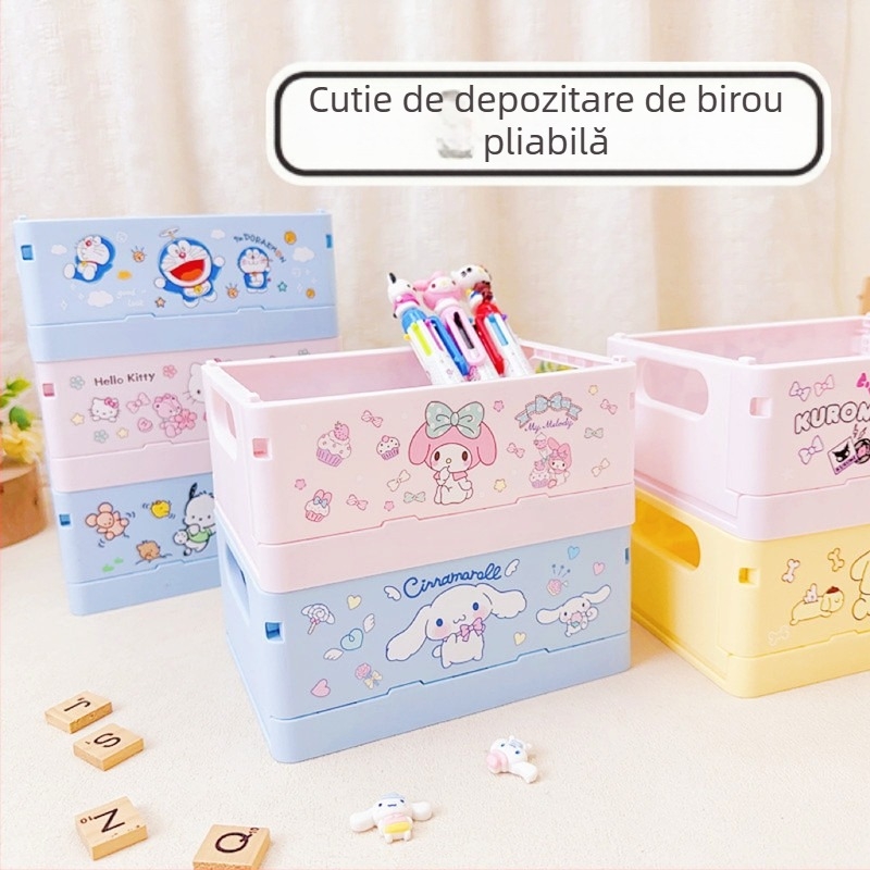 Cutie pliabilă din plastic pentru depozitare cosmetică de birou, pătrată, cu sigla Can, personalizabilă