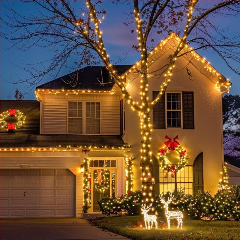 Şir LED solare pentru exterior - 100 LED, 12V, IP44, 3200K, alimentare solară