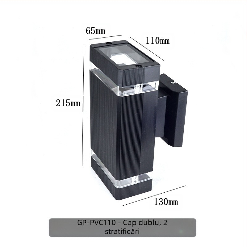 Lampa de perete exterior cu iluminare sus-jos GP-PVC110 (220V, IP65, 2 LED, 3000K)