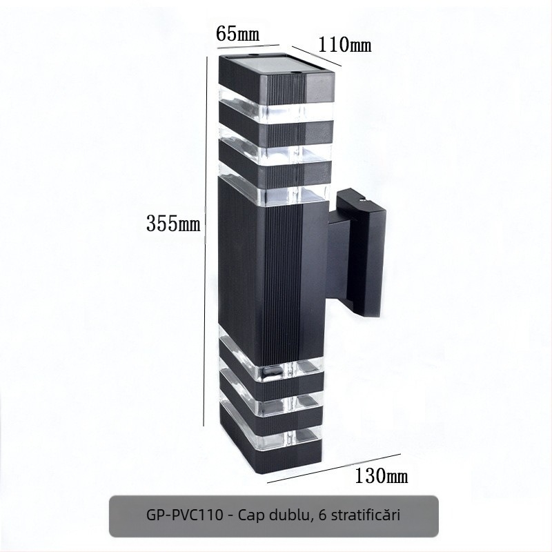 Lampa de perete exterior cu iluminare sus-jos GP-PVC110 (220V, IP65, 2 LED, 3000K)