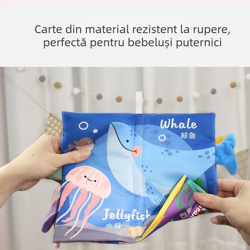 EHANBAOBI carte din stofă pentru bebeluși, educațională 0–3 ani, rezistentă la rupere și sigură pentru mușcare, cu elemente 3D