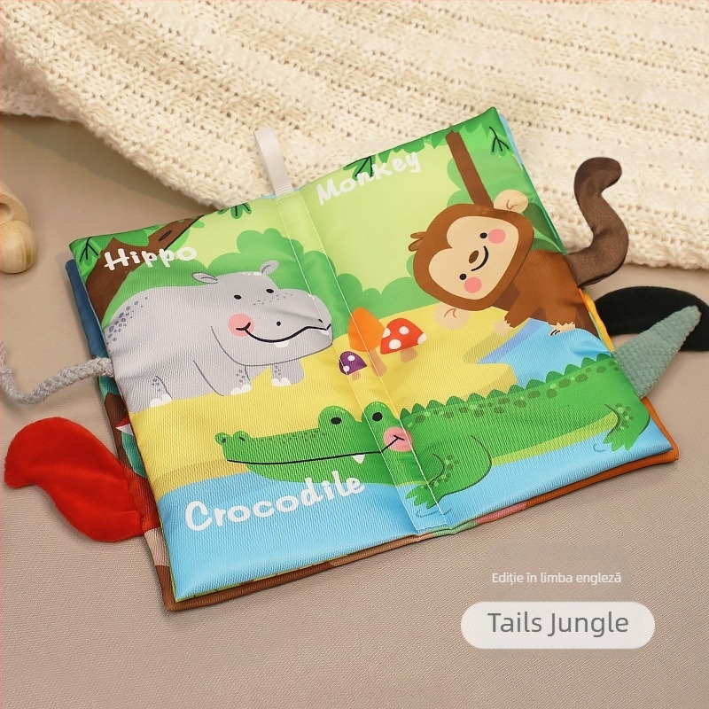 EHANBAOBI carte din stofă pentru bebeluși, educațională 0–3 ani, rezistentă la rupere și sigură pentru mușcare, cu elemente 3D