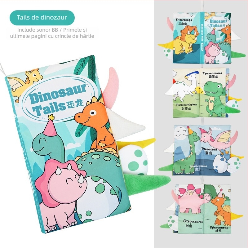 EHANBAOBI carte din stofă pentru bebeluși, educațională 0–3 ani, rezistentă la rupere și sigură pentru mușcare, cu elemente 3D