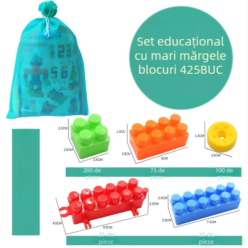 DIY blocuri mari din plastic pentru copii – blocuri educaționale pentru învățarea timpurie, 100–200 piese, plastic PP, ambalare în butoi, certificare 3C 2018012203132584