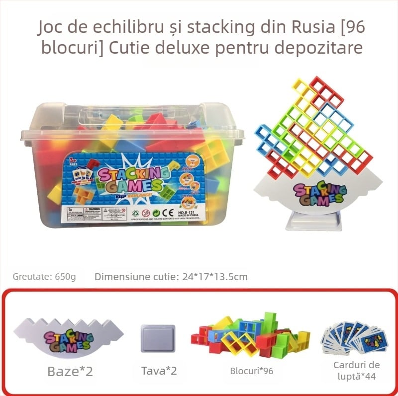 Set de blocuri de echilibru în stil Tetris pentru joc pe masă, interactiv părinte-copil, din ABS plastic, non-electric, multifuncțional, potrivit pentru 4–6 ani