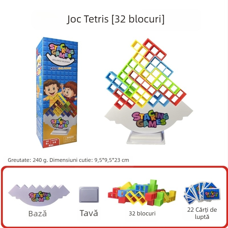 Set de blocuri de echilibru în stil Tetris pentru joc pe masă, interactiv părinte-copil, din ABS plastic, non-electric, multifuncțional, potrivit pentru 4–6 ani