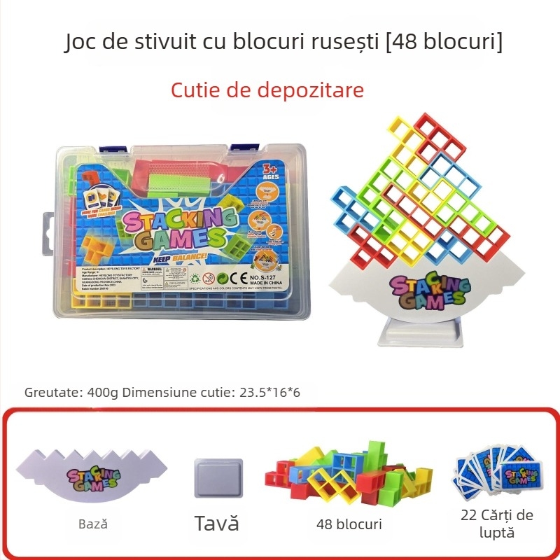 Set de blocuri de echilibru în stil Tetris pentru joc pe masă, interactiv părinte-copil, din ABS plastic, non-electric, multifuncțional, potrivit pentru 4–6 ani