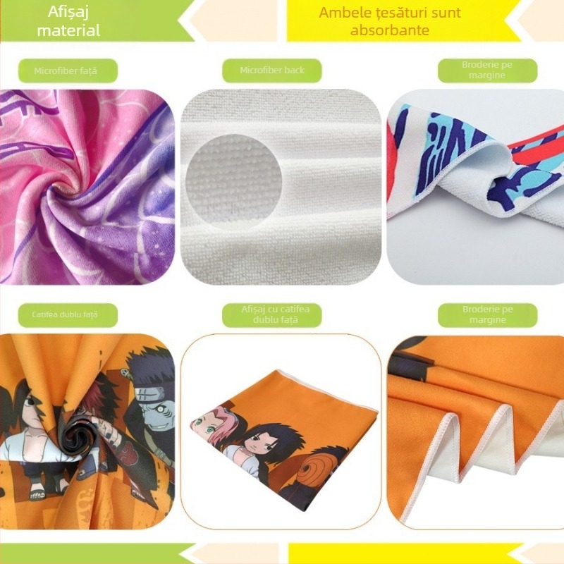 Prosop din microfibră pentru baie/plajă – model geometric animal, 200–300 g, 16 fire, proces de imprimare