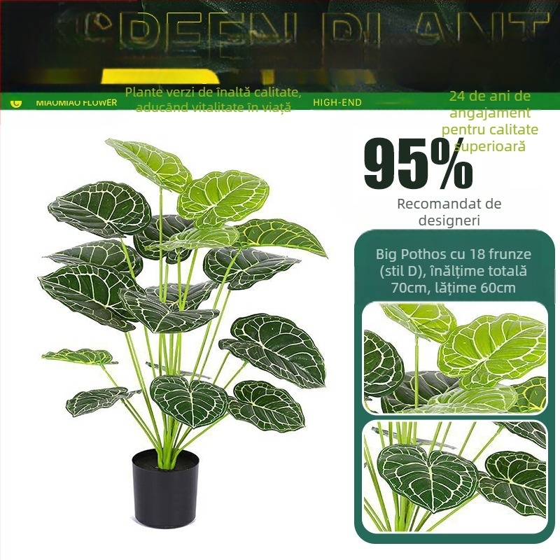 Plantă artificială de interior pentru decorul peretelui — design 3D, varietate verde, aranjament floral, marcă Miao Miao