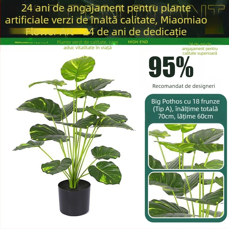 Plantă artificială de interior pentru decorul peretelui — design 3D, varietate verde, aranjament floral, marcă Miao Miao