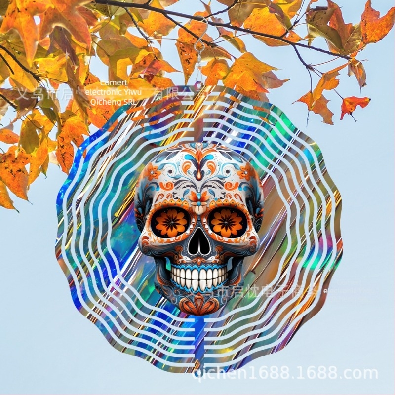 Clopot de vânt metalic cu animale pentru grădină, design 3D rotativ, stil pastoral