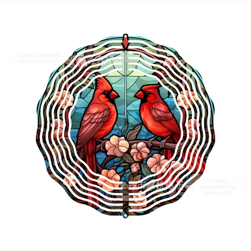 Clopot de vânt metalic cu animale pentru grădină, design 3D rotativ, stil pastoral