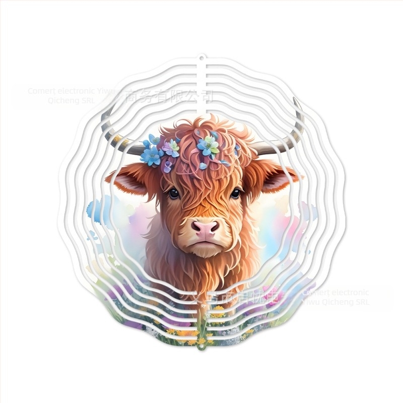 Clopot de vânt metalic cu animale pentru grădină, design 3D rotativ, stil pastoral