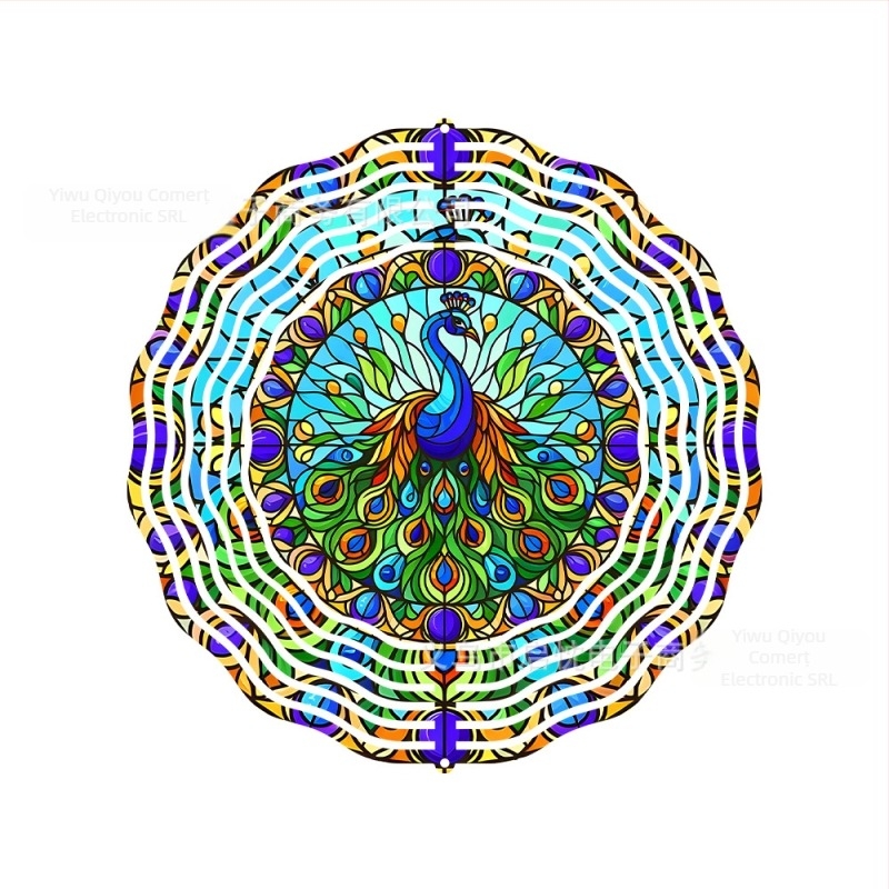 Clopot de vânt metalic cu animale pentru grădină, design 3D rotativ, stil pastoral