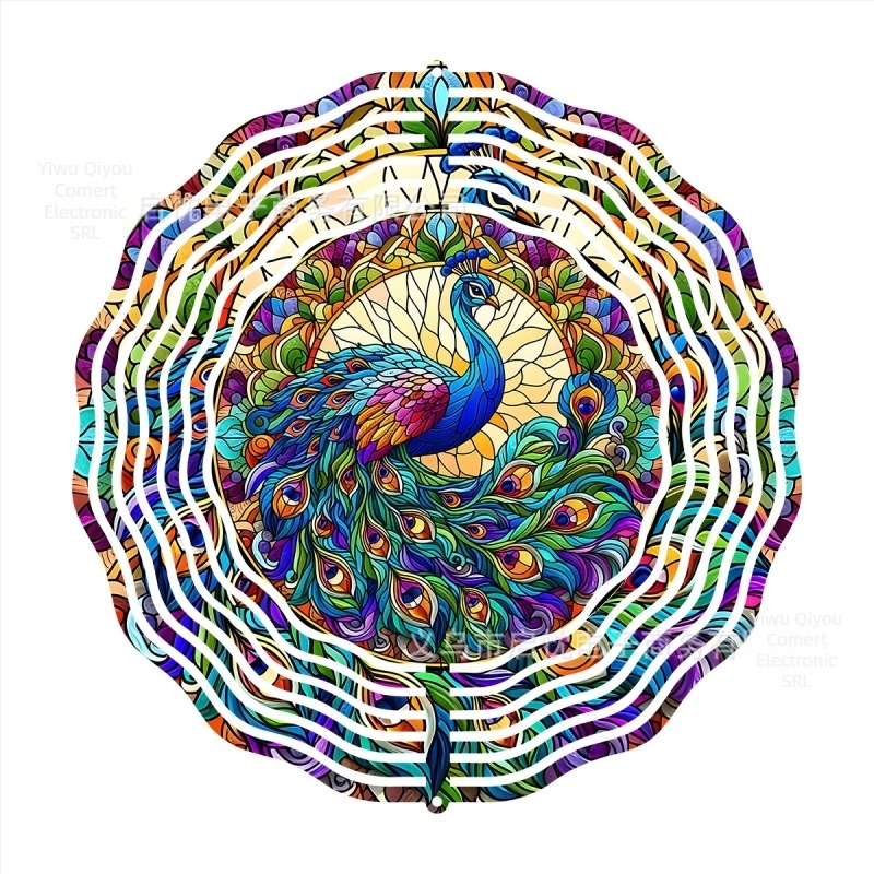 Clopot de vânt metalic cu animale pentru grădină, design 3D rotativ, stil pastoral