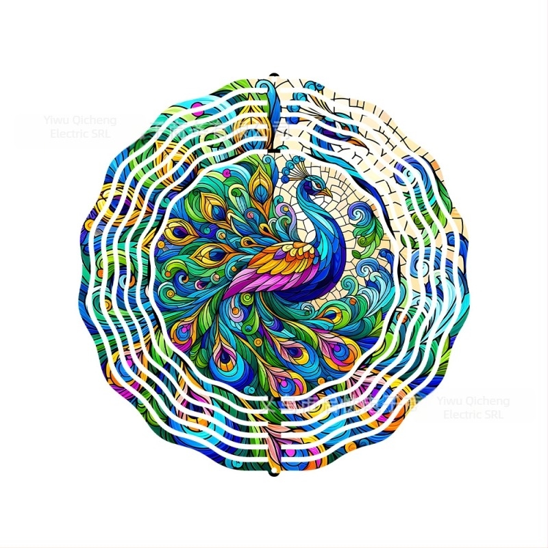 Clopot de vânt metalic cu animale pentru grădină, design 3D rotativ, stil pastoral