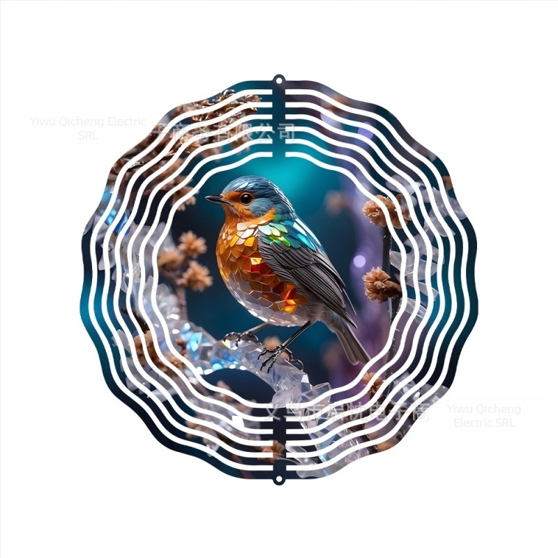 Clopot de vânt metalic cu animale pentru grădină, design 3D rotativ, stil pastoral