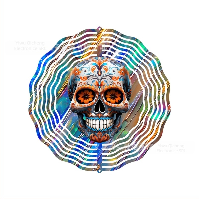 Clopot de vânt metalic cu animale pentru grădină, design 3D rotativ, stil pastoral