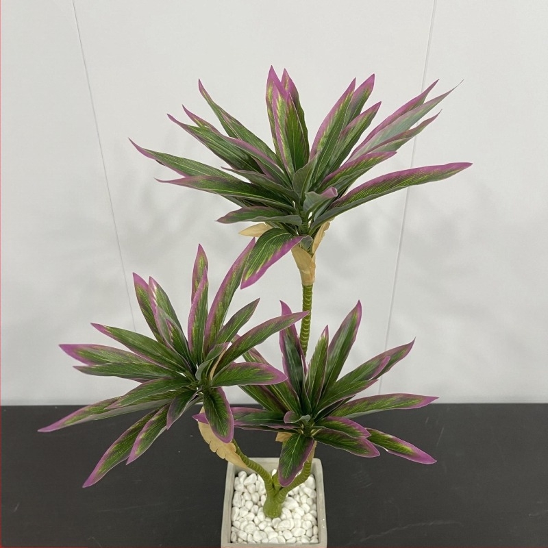 Plantă artificială în ghiveci, liliu cu 3 brațe și bambus, din plastic, imprimare silkscreen, varietate 2243212999, pentru exterior, recuzită fotografică și decor casnic