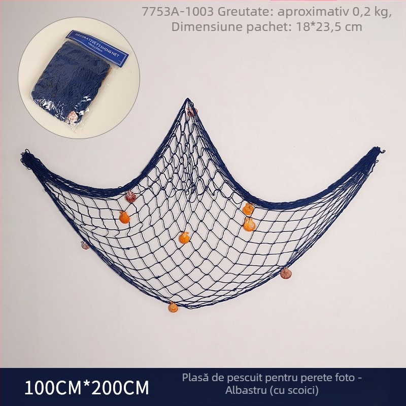 Plasă de pescuit pentru perete – modernă, realizată manual, cu formă de extraterestru, ramă foto artistică (Brand: Suojun; Stil: Modern; Realizare: Manual; Formă: Extratereștru; Rama foto: Artă)
