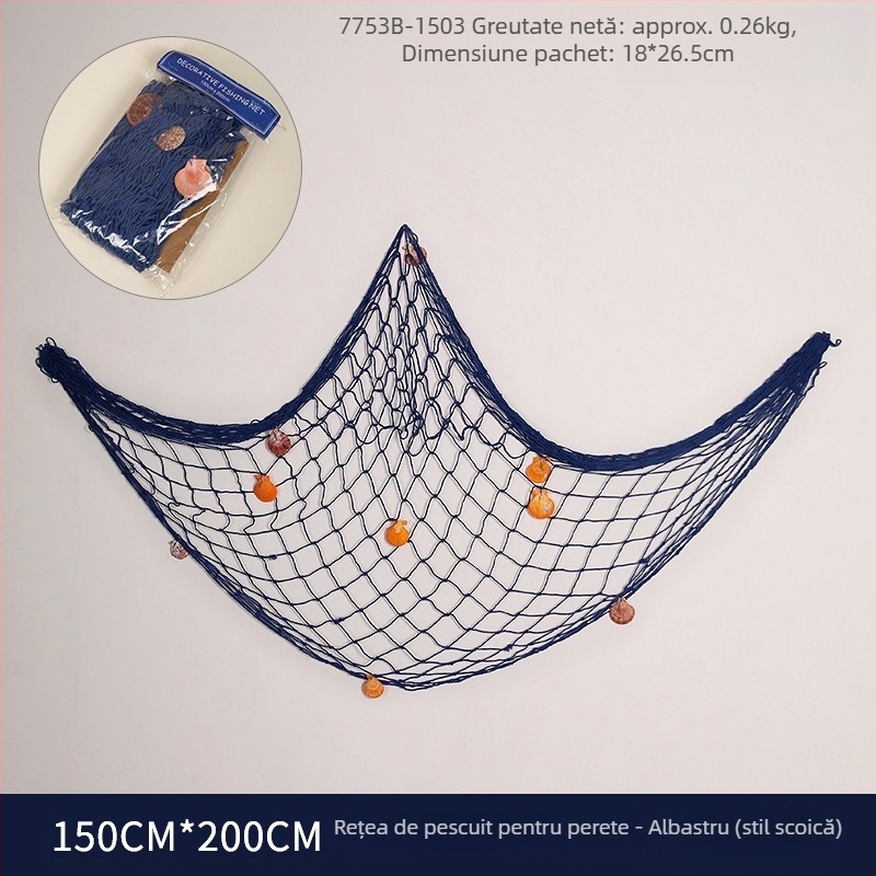 Plasă de pescuit pentru perete – modernă, realizată manual, cu formă de extraterestru, ramă foto artistică (Brand: Suojun; Stil: Modern; Realizare: Manual; Formă: Extratereștru; Rama foto: Artă)