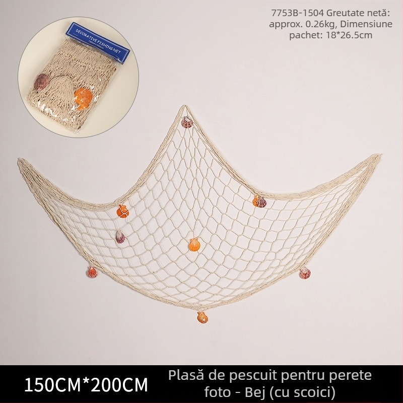 Plasă de pescuit pentru perete – modernă, realizată manual, cu formă de extraterestru, ramă foto artistică (Brand: Suojun; Stil: Modern; Realizare: Manual; Formă: Extratereștru; Rama foto: Artă)