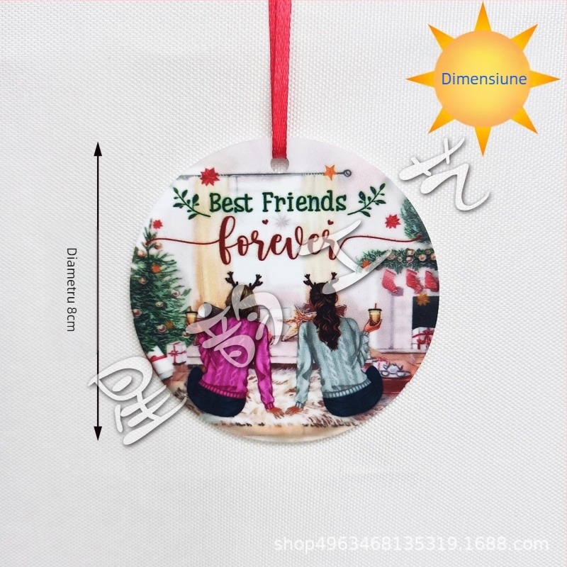 Pandantiv circular din acrilic pentru decorul casei, gravură și imprimare, brand Star rhyme (IP: fără autorizare)