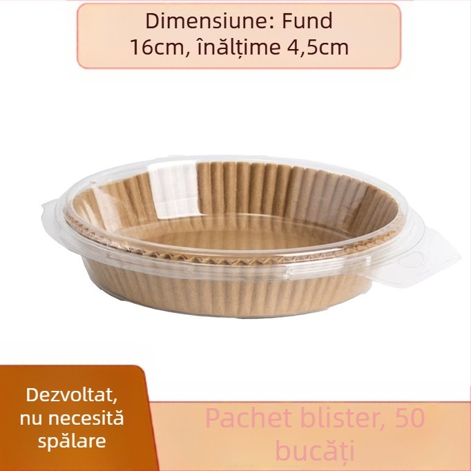 Pergament rotund pentru air fryer, hârtie de copt cu strat anti-ulei, de unică folosinţă, din fibră de lemn, 35 gsm