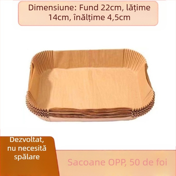 Pergament rotund pentru air fryer, hârtie de copt cu strat anti-ulei, de unică folosinţă, din fibră de lemn, 35 gsm