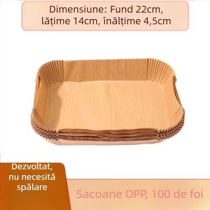 Pergament rotund pentru air fryer, hârtie de copt cu strat anti-ulei, de unică folosinţă, din fibră de lemn, 35 gsm