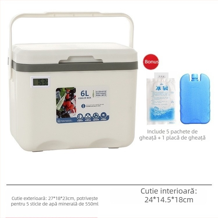 Cutie izolată pentru gheață | Răcitor portabil pentru camping în aer liber și standuri de noapte, Găleată de gheață și cilindru frigorifer, Premium, Stil modern minimalist