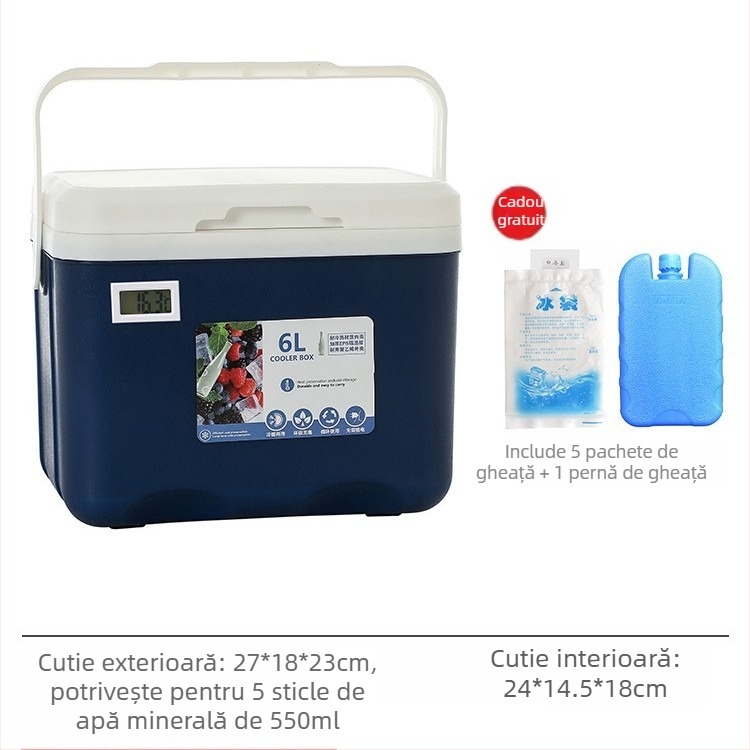 Cutie izolată pentru gheață | Răcitor portabil pentru camping în aer liber și standuri de noapte, Găleată de gheață și cilindru frigorifer, Premium, Stil modern minimalist