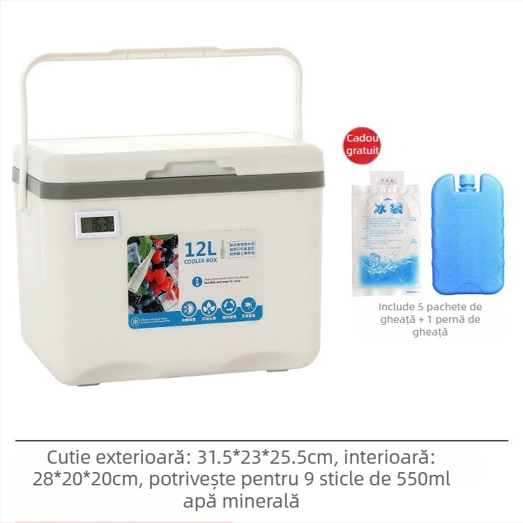 Cutie izolată pentru gheață | Răcitor portabil pentru camping în aer liber și standuri de noapte, Găleată de gheață și cilindru frigorifer, Premium, Stil modern minimalist