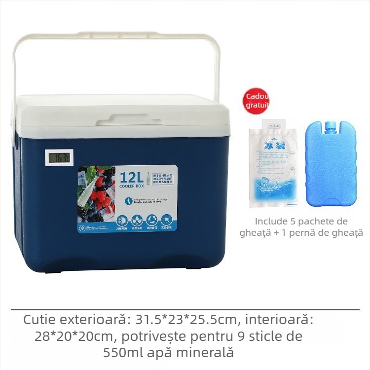 Cutie izolată pentru gheață | Răcitor portabil pentru camping în aer liber și standuri de noapte, Găleată de gheață și cilindru frigorifer, Premium, Stil modern minimalist