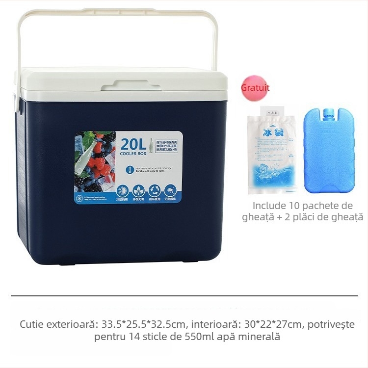 Cutie izolată pentru gheață | Răcitor portabil pentru camping în aer liber și standuri de noapte, Găleată de gheață și cilindru frigorifer, Premium, Stil modern minimalist