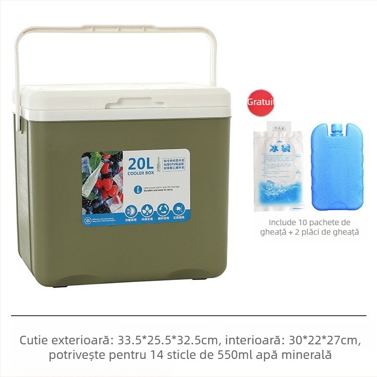 Cutie izolată pentru gheață | Răcitor portabil pentru camping în aer liber și standuri de noapte, Găleată de gheață și cilindru frigorifer, Premium, Stil modern minimalist