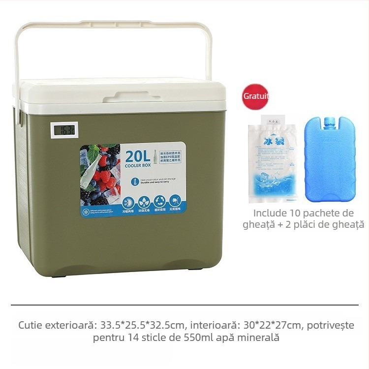 Cutie izolată pentru gheață | Răcitor portabil pentru camping în aer liber și standuri de noapte, Găleată de gheață și cilindru frigorifer, Premium, Stil modern minimalist
