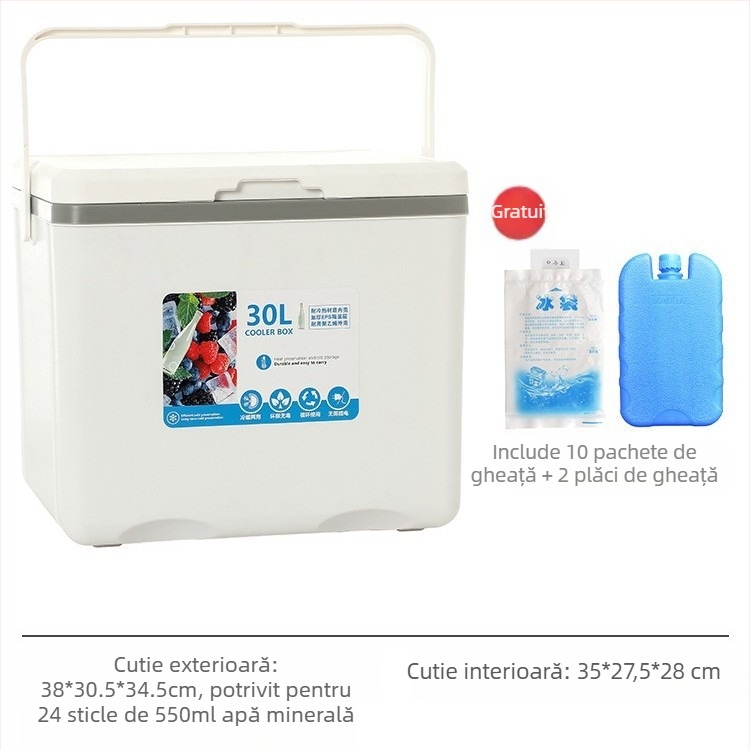 Cutie izolată pentru gheață | Răcitor portabil pentru camping în aer liber și standuri de noapte, Găleată de gheață și cilindru frigorifer, Premium, Stil modern minimalist