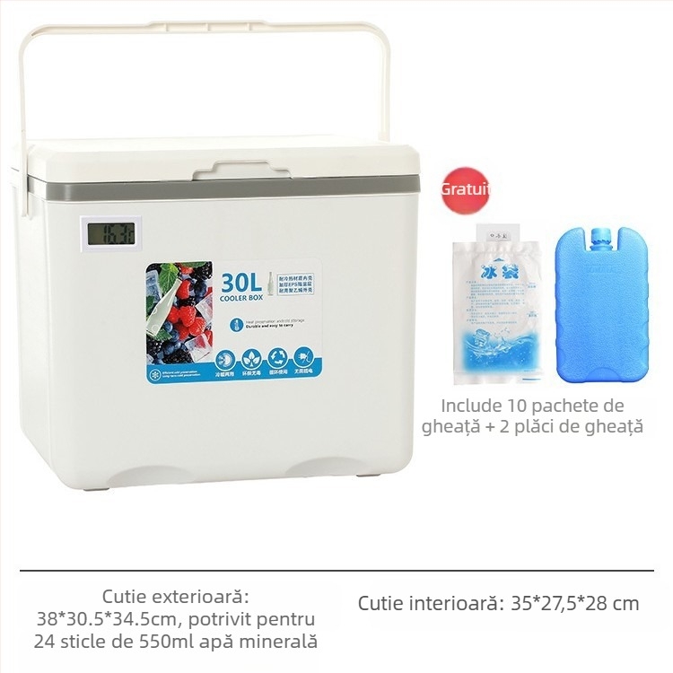 Cutie izolată pentru gheață | Răcitor portabil pentru camping în aer liber și standuri de noapte, Găleată de gheață și cilindru frigorifer, Premium, Stil modern minimalist
