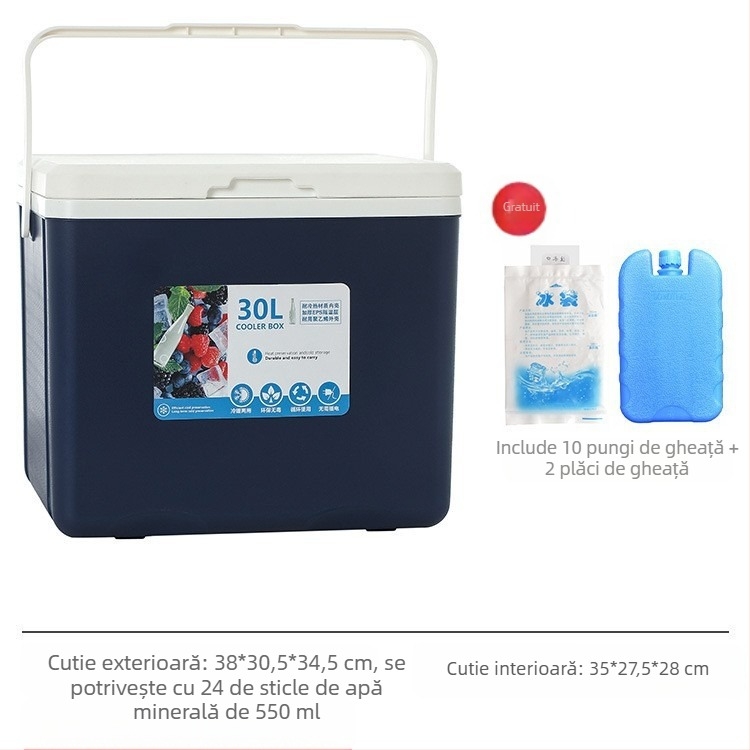 Cutie izolată pentru gheață | Răcitor portabil pentru camping în aer liber și standuri de noapte, Găleată de gheață și cilindru frigorifer, Premium, Stil modern minimalist