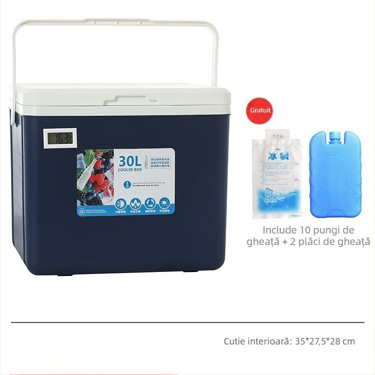 Cutie izolată pentru gheață | Răcitor portabil pentru camping în aer liber și standuri de noapte, Găleată de gheață și cilindru frigorifer, Premium, Stil modern minimalist