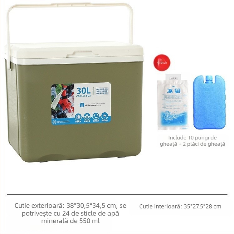 Cutie izolată pentru gheață | Răcitor portabil pentru camping în aer liber și standuri de noapte, Găleată de gheață și cilindru frigorifer, Premium, Stil modern minimalist