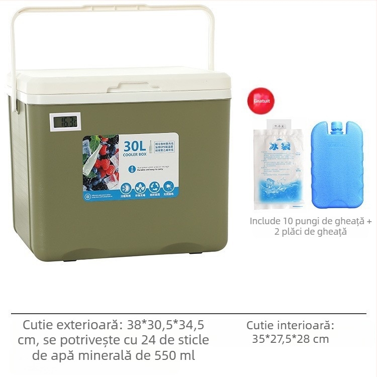 Cutie izolată pentru gheață | Răcitor portabil pentru camping în aer liber și standuri de noapte, Găleată de gheață și cilindru frigorifer, Premium, Stil modern minimalist